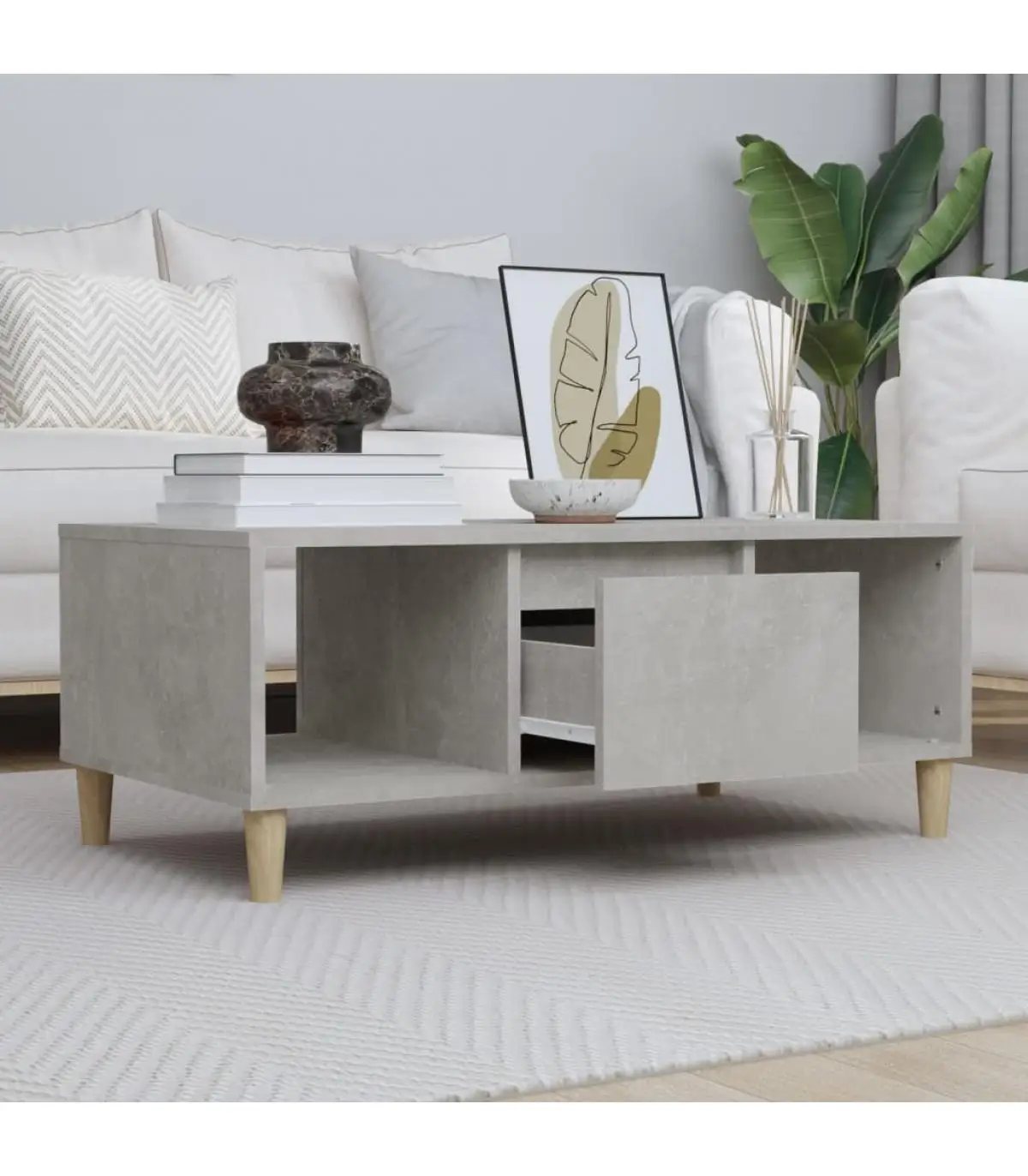 Coffee tables coffee table plywood gray concrete 90x50x36,5 cm