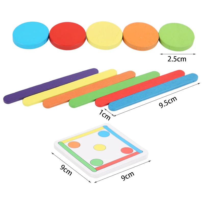 Children's Rainbow Stick Thinking Puzzle Montessori Wooden DIY Ice Cream Stick Puzzle Challenge Table Games Educational Toys