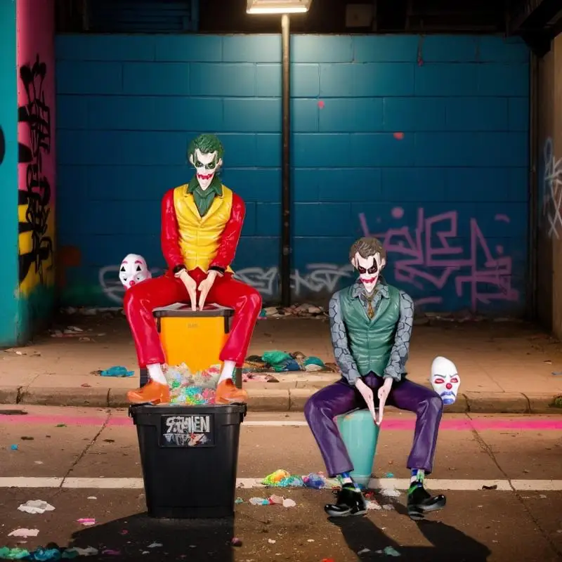 1 قطعة مهرج هيث ليدجر على غرار الجلوس دمية النحت 10 سنتيمتر ، سقف الزينة سيارة الشكل الذيل وسقف قلادة نموذج تحصيل لعبة