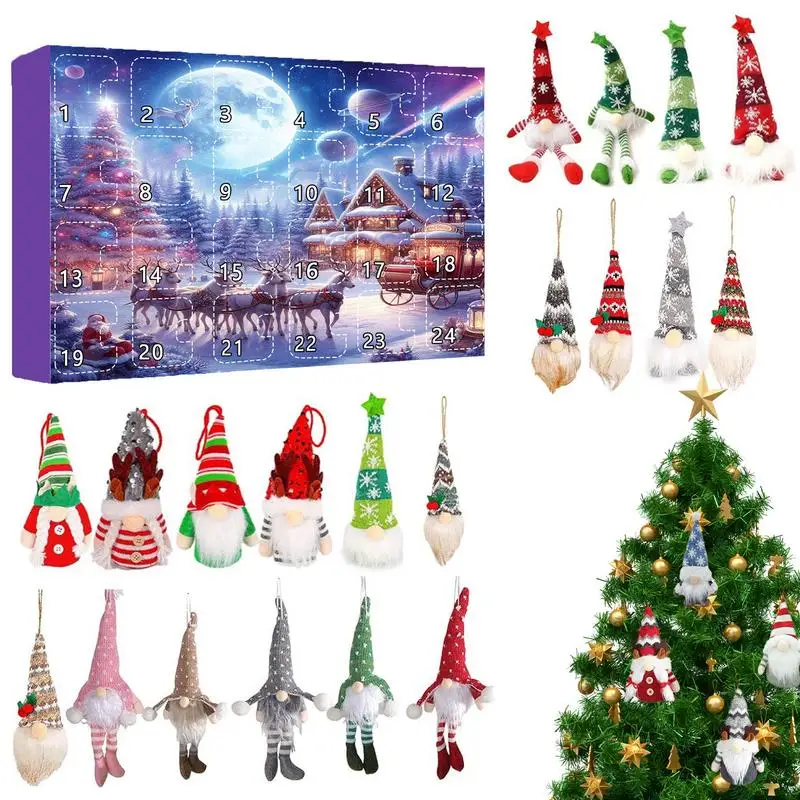 2024 Christmas Soft Plush Dwarf Gnome Set 24 Days Christmas Countdown Calendar surprise Gift Box For Adult and Children