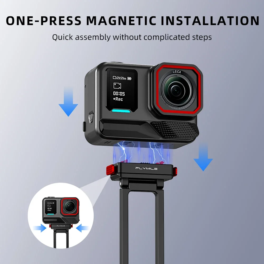 Flymile Magnetisches Metall-Stativ für Insta360 Ace Pro 2/X5 Faltbare Magnetische Halterung Fotografie-Griff für Video Vlgo – Detail 4