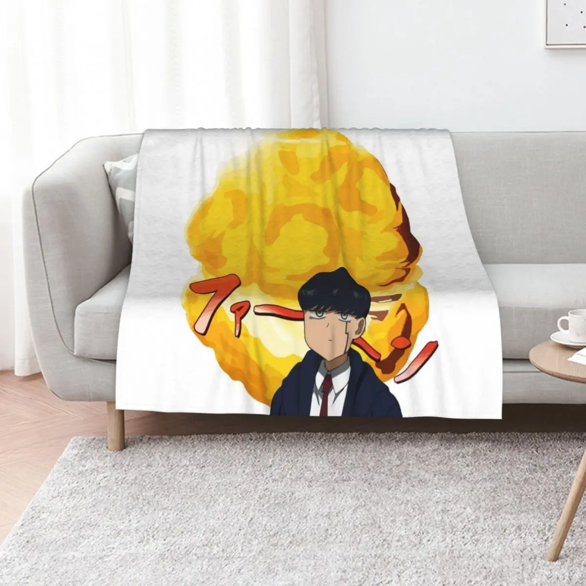 Manta de felpa suave con diseño de Mashle y el gigante Profiterol, ideal como regalo personalizado. Mantas de felpa suave y mantas para sofás.