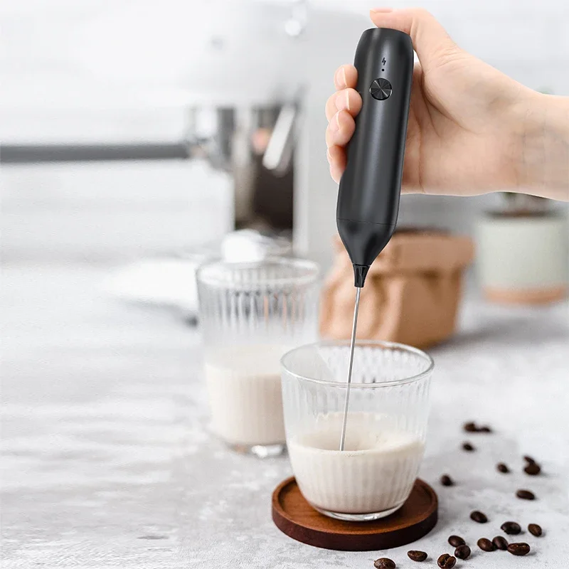 Frother นมไฟฟ้า 304 สแตนเลสมินิโฟม Maker ชาร์จ USB Type-C สายเครื่องดื่มผสม Whisk Beater สําหรับกาแฟ