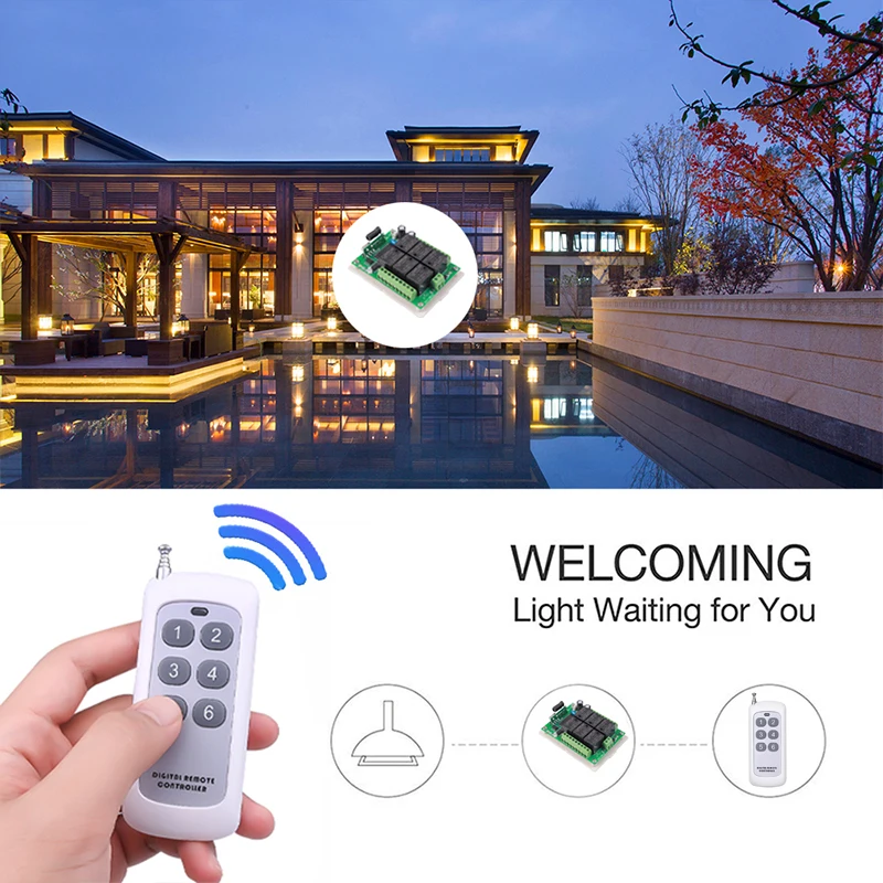 Universal 433Mhz Remote Control Learning Code 1527 RF Module Wireless 2/4/6/8 Button Antenna Reach 1000m for Gate Garage Opener