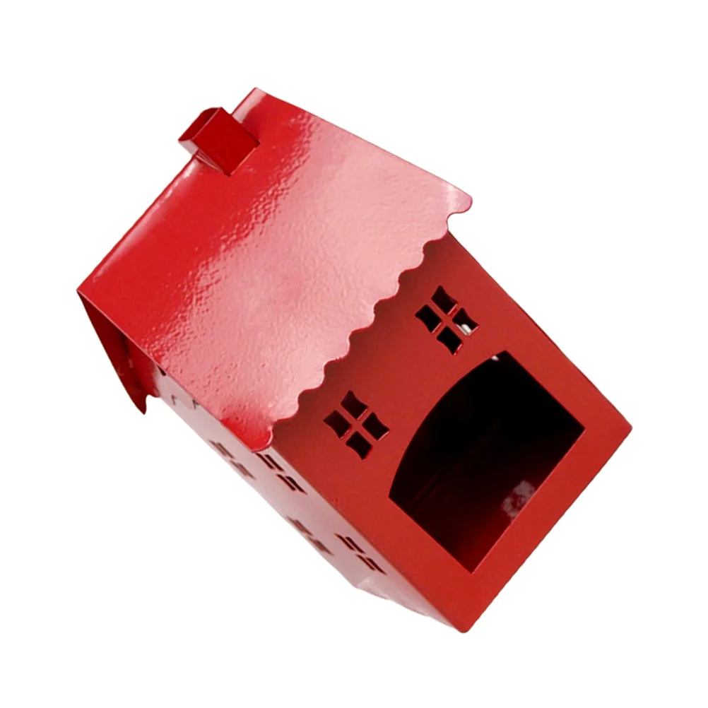 عيد الميلاد الحديد البيت الشمعدان الأحمر الحديد الحرفية حامل للمنزل مكتب الزفاف سطح المكتب الديكور عيد الميلاد حامل