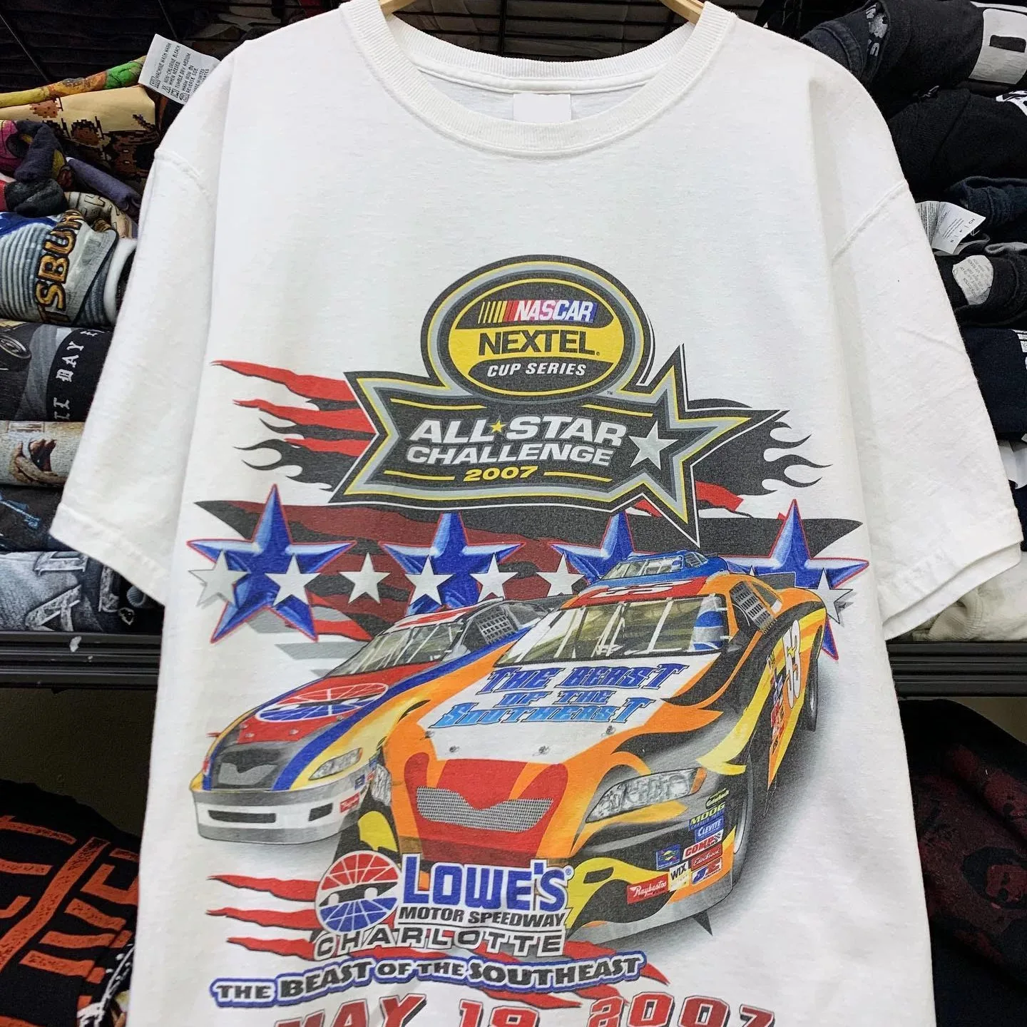 Vintage 2007 NASCAR Nextel Cup All Star Challenge Charlotte Motor Speedway Graphic T-Shirt Cotton Men Women Streetwear Tee