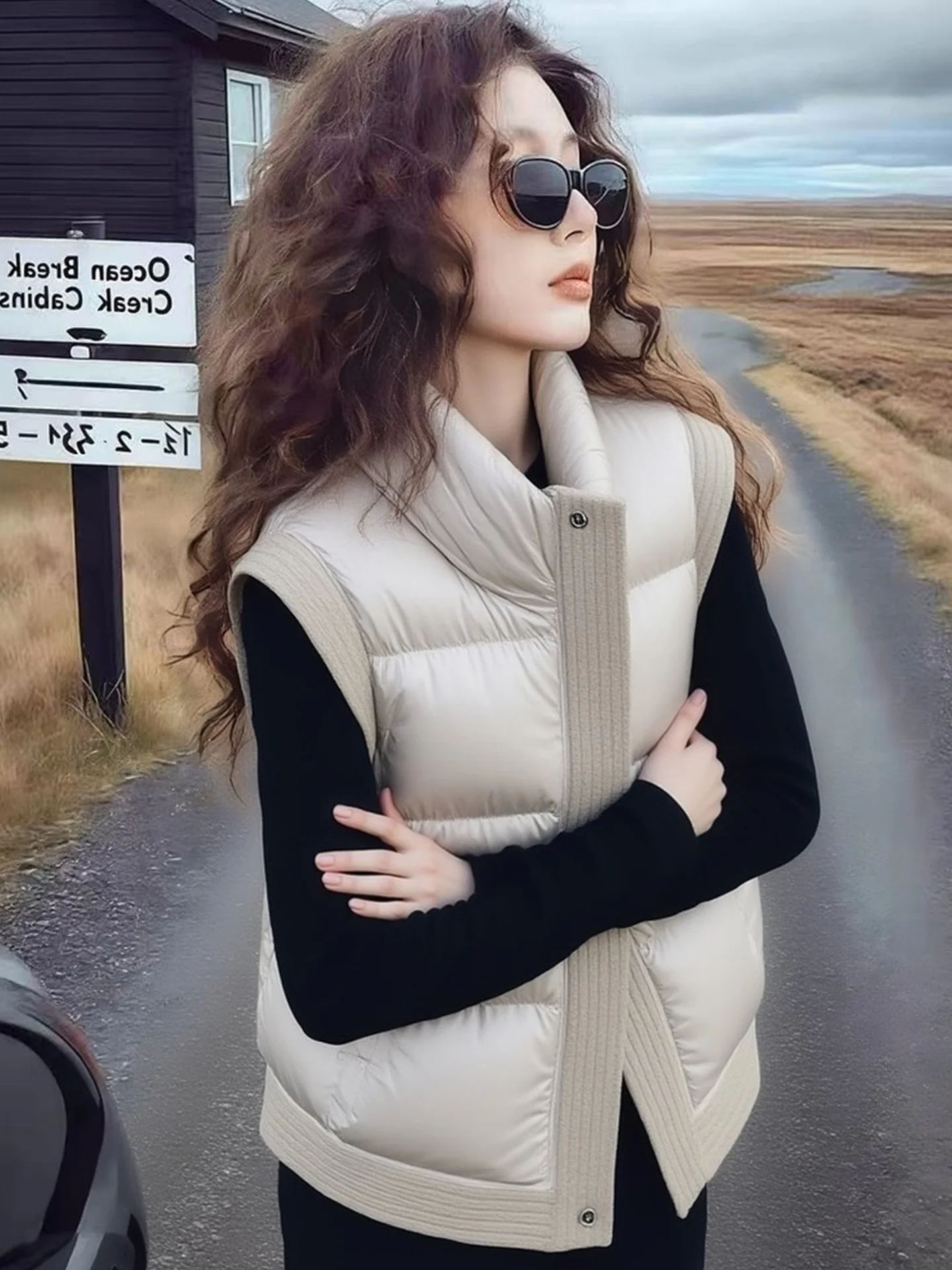 Fashionable Versatile Sleeveless Cotton Vest Women's Loose Casual Warmth Layering Top Spring 2026 Commute Style Zipper Closure