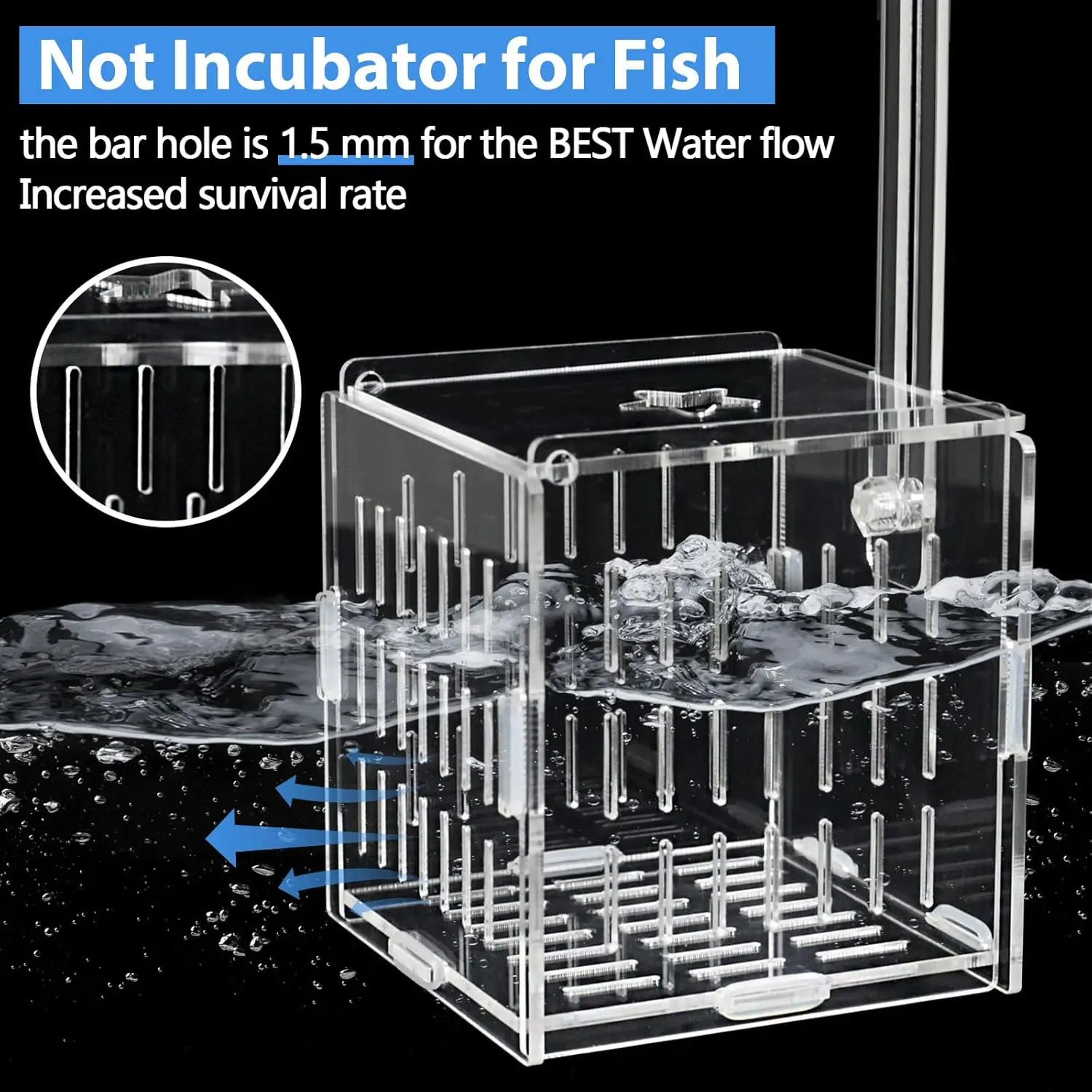 Breeder Box for Fish Tank Breeder Box for Aquarium, Acrylic Isolation Box, Separator for Small Baby, Bull