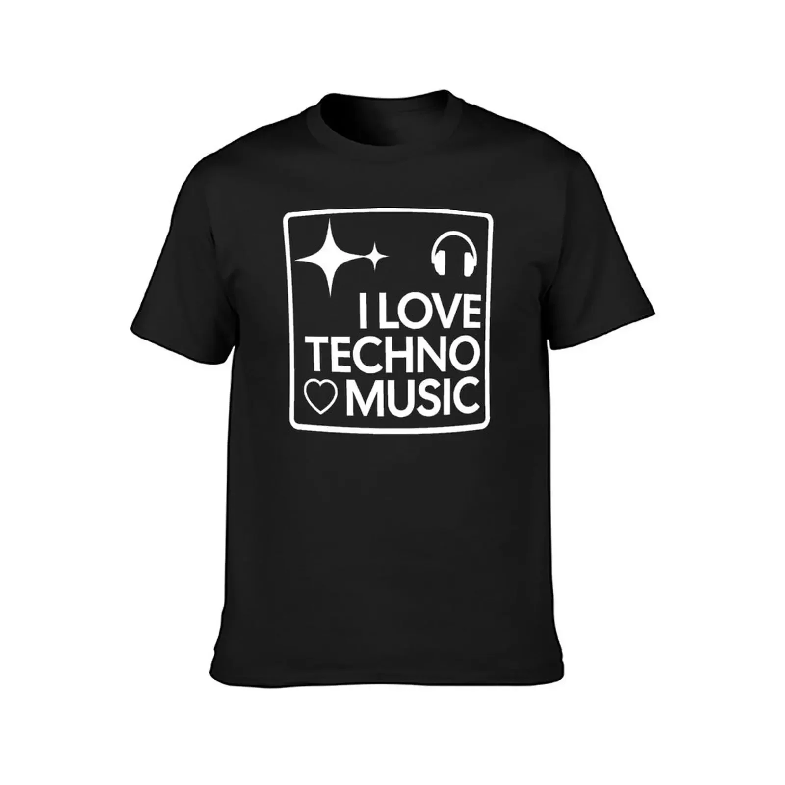 TECHNO - I Love Techno Music (White( T-Shirt plus size tops man clothes mens white t shirts