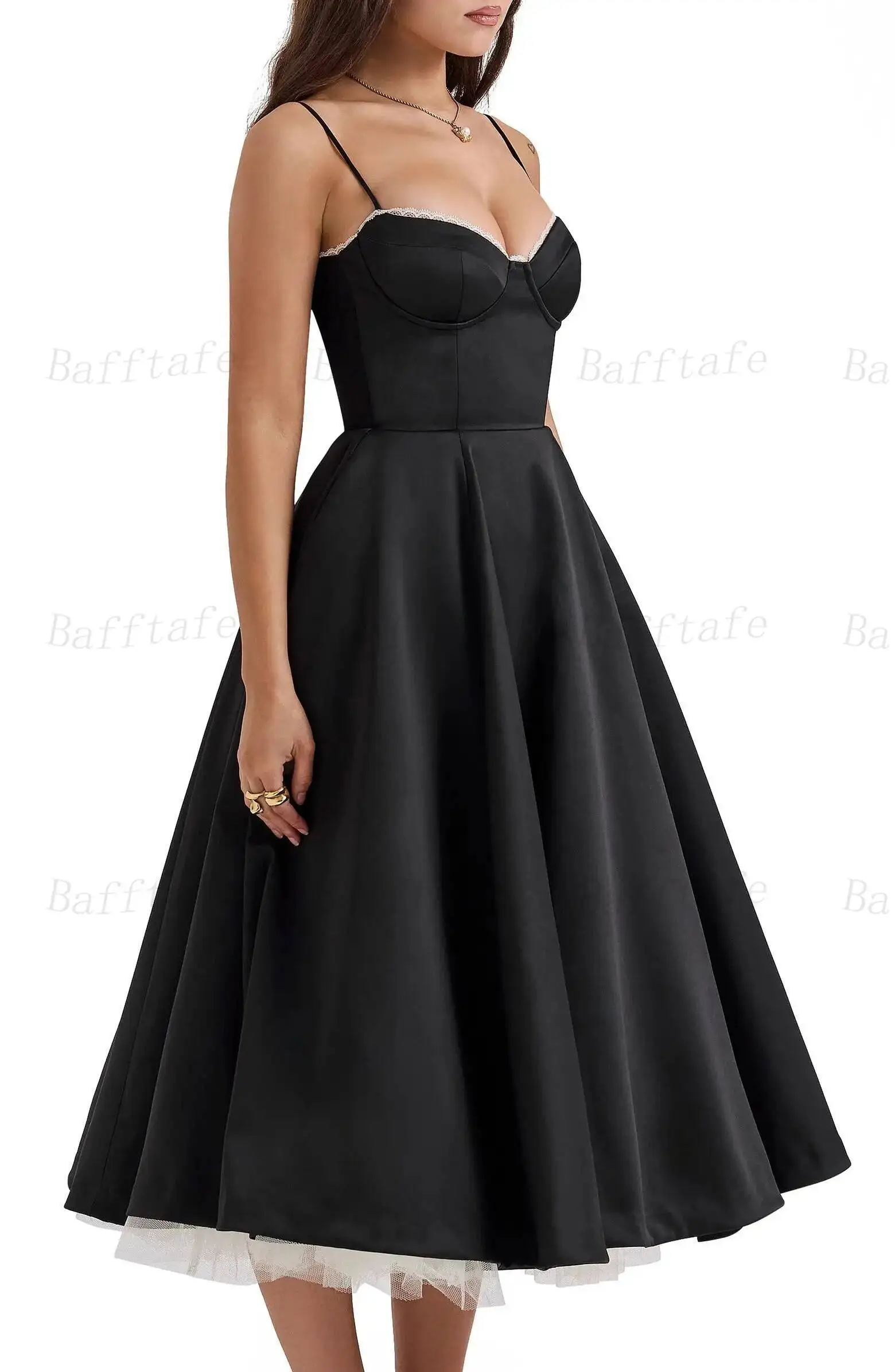 Preto uma linha de cetim feminino vestidos de baile querida espartilho volta formal noite vestido de festa de casamento vestidos foto curto personalizado