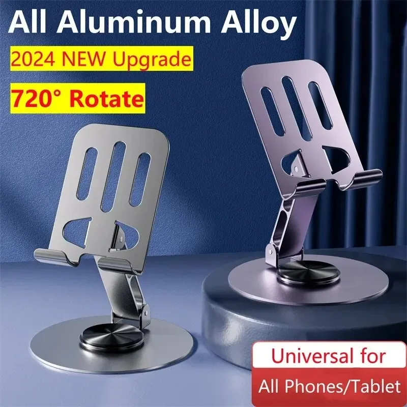 720 Rotate Aluminum Alloy Tablet Holders for iPad Adjustable Folding Lazy Desktop Live Desk Holder Mobile Phone Stand Mount