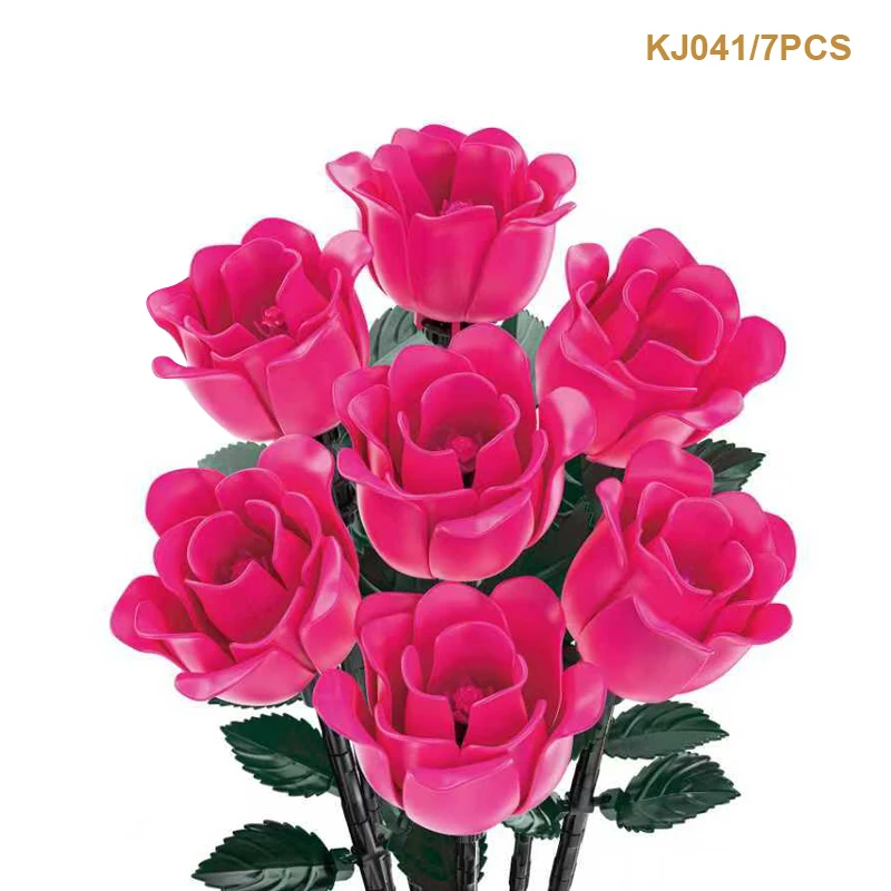 

Модель розовой розы в сборе, домашний декор, креативный орнамент, строительные блоки, набор игрушек, подарок на День святого Валентина и день матери для девочек