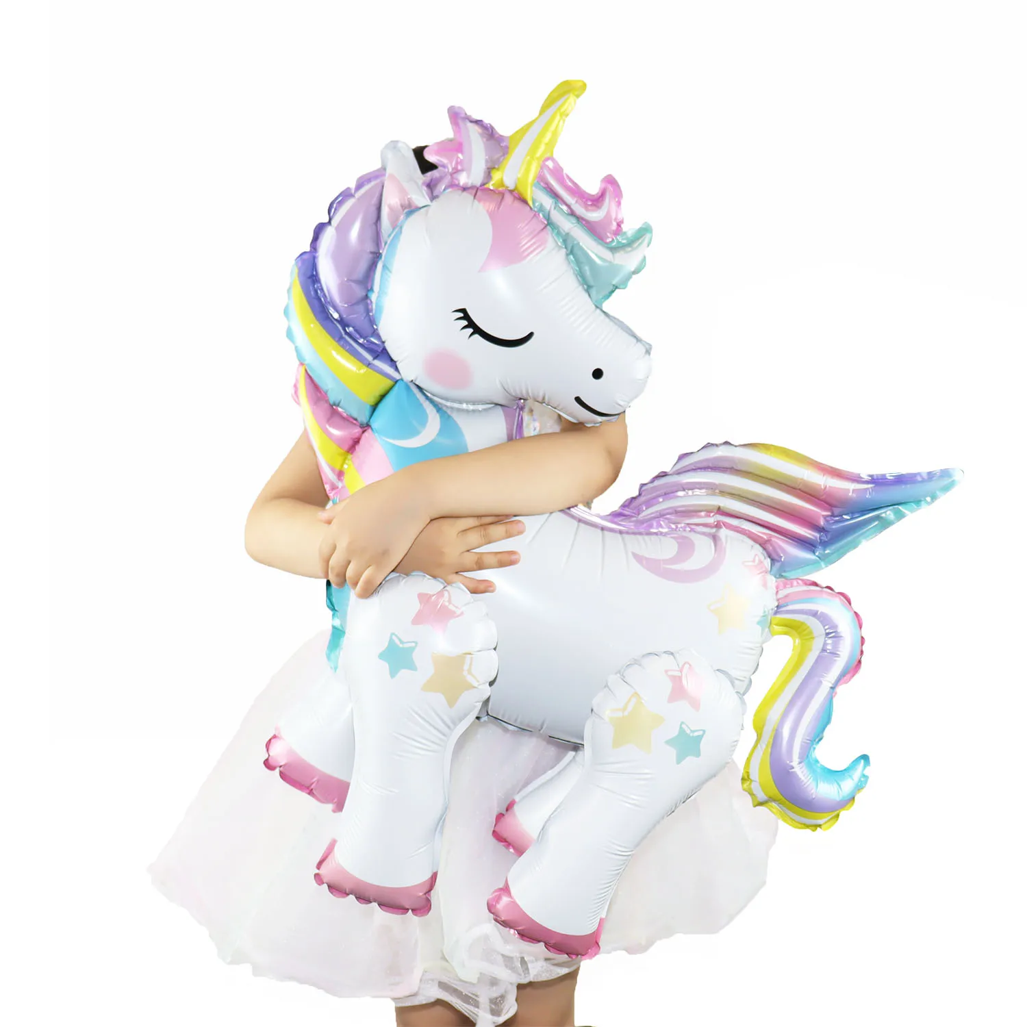 Decoración de fiesta de unicornio, Globos de aluminio de unicornio de arcoíris de pie 3D, decoración de fiesta de cumpleaños para niñas, suministros de Globos para Baby Shower