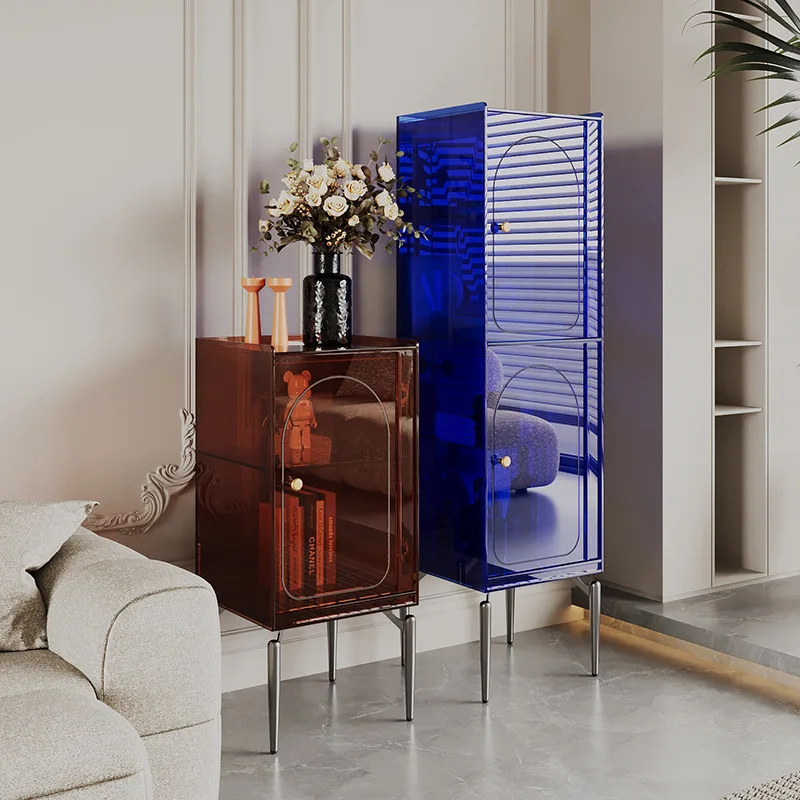 Italian minimalist wine cabinet acrylic dining side cabinet entrance sofa side cabinet light luxury bookcase storage locker figu