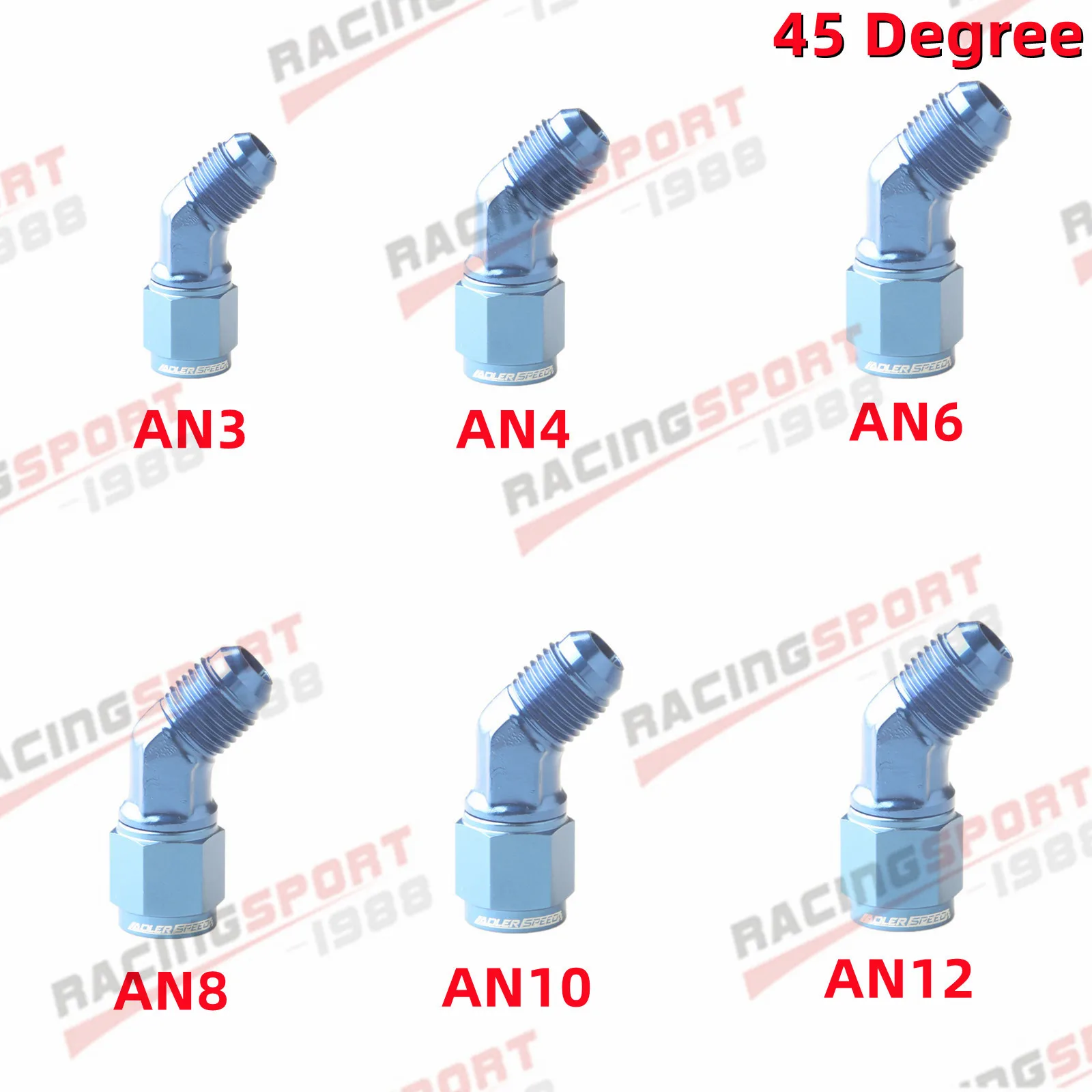 

ADLERSPEED AN3 AN4 AN6 AN8 AN10 AN12 45 Degree Female To Male Fitting Adapter