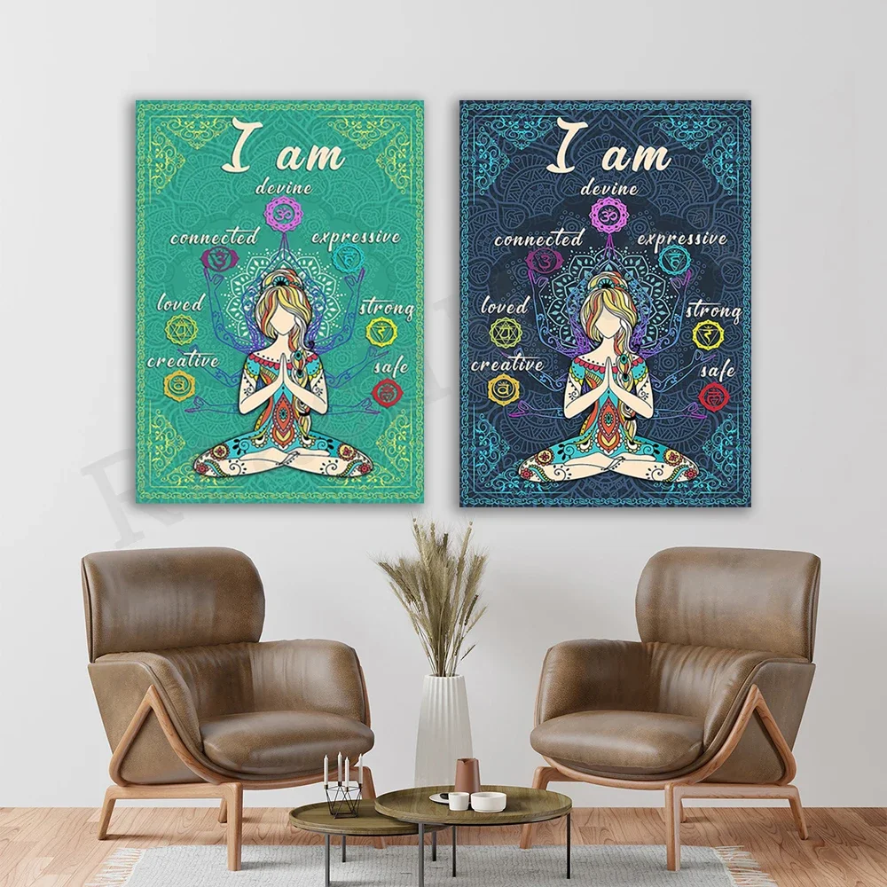 i am divine connection expensive favorite powerful creative safe lotus yoga color chakra meditation aesthetic decoration poster