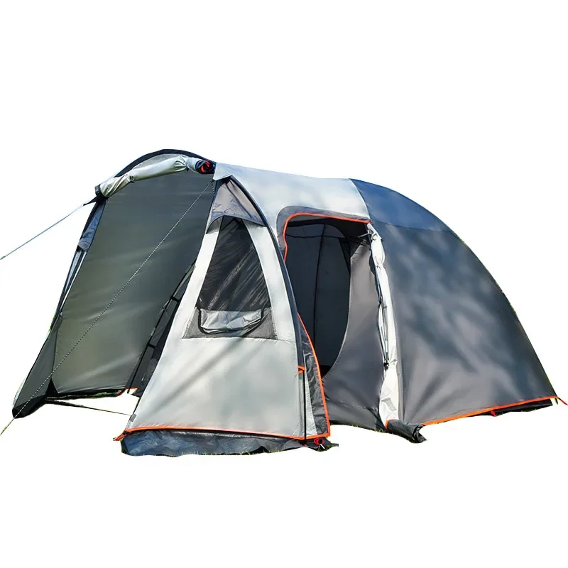 Tente de camping familiale 3-4 personnes, grande, double couche, facile à monter, pour voyage, 4 saisons, 1 chambre, 1 hall, extérieur, protection solaire, imperméable