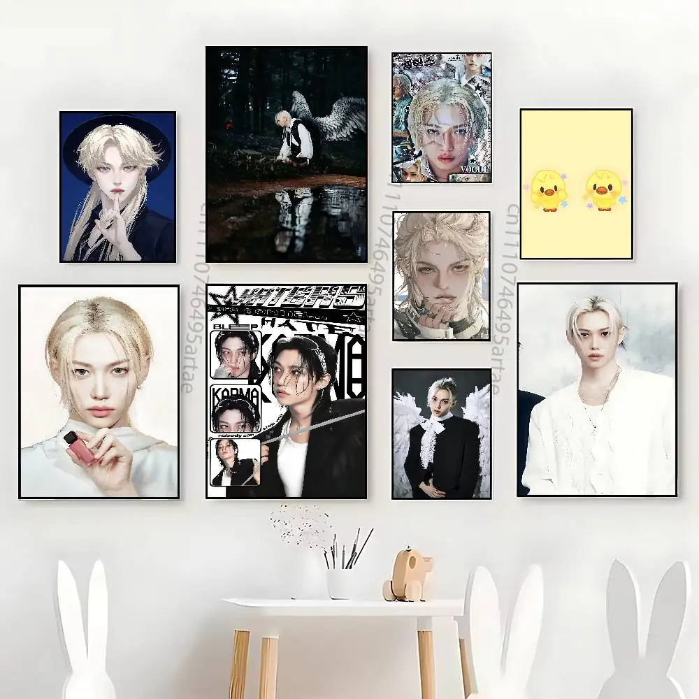 F-Felix Lee S-SKZ Artists Canvas Painting for Living Room Home Decor Poster Fans Gifts-unframed