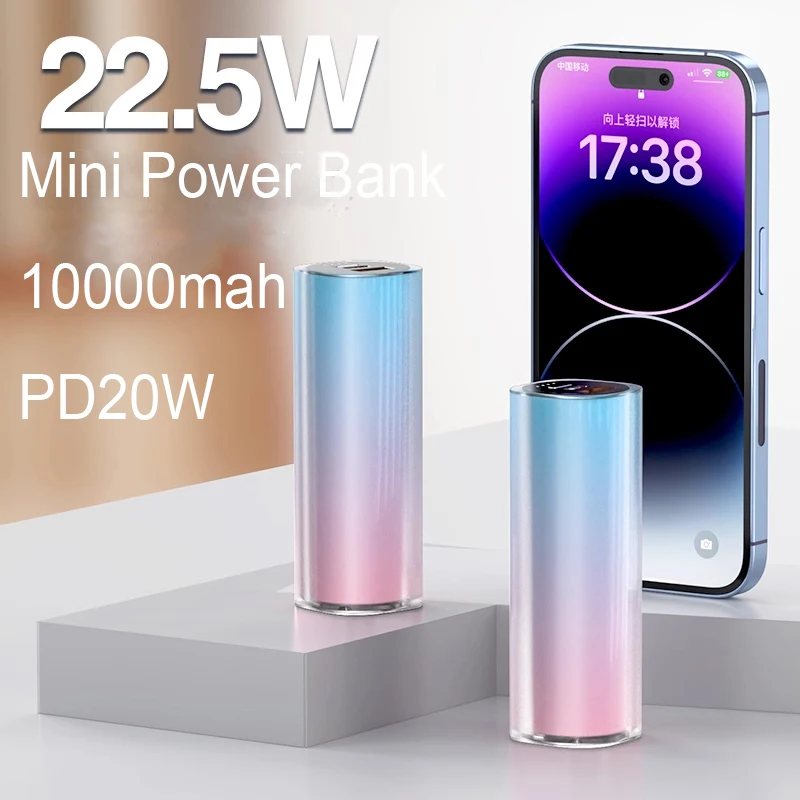 

Portable Mini Power Bank 10000mAh 22.5W Fast Charging Powerbank External Spare Battery Charger For iPhone 14 15 Xiaomi Samsung