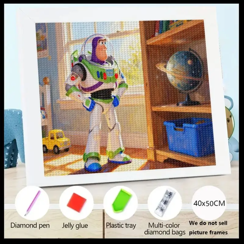 

1 шт. Базз Лайтер История игрушек 5D Набор для алмазной живописи, DIY Полная дрель Кристалл Горный хрусталь Искусство, Тема мультяшного космического рейнджера Большой драгоценный камень