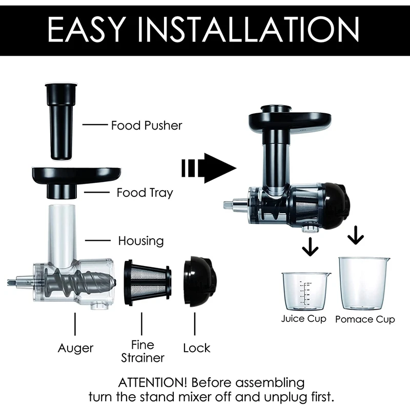 Masticating Juicer Attachment For Kitchenaid Stand Mixer, Masticating Juicer Slow Juicer Attachment Enjoy Healthy Juice