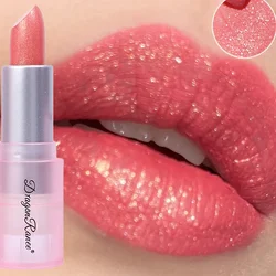 6 Colors Waterproof Diamond Glitter Lipstick Long Lasting Moisturizing Shiny Pearlescent Nude Red Lipsticks Lips Makeup Cosmetic