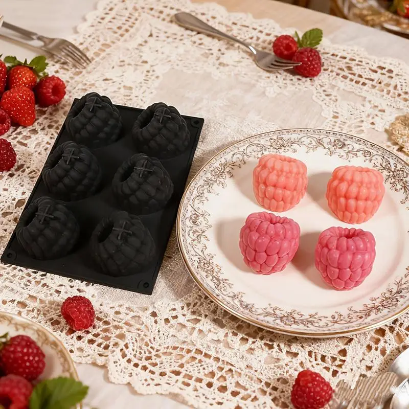 New 6 Cavity Raspberry Mousse Cake Baking Mold Fruit Shaped Dessert Silicone Mold For Chocolate Pudding Decorating Tools 1PC view 4