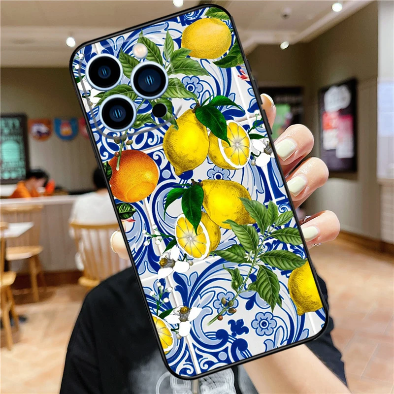 Summer Fruit Lemon Phone Case For iPhone 11 12 13 14 16 15 Pro Max Mini XS X XR 7 8 Plus Soft Cover Shell