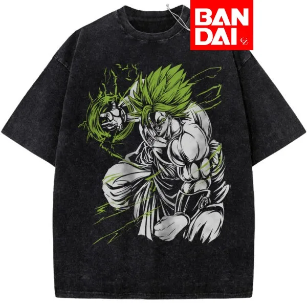 

Dragon Ball Super Broly Legendary Super Saiyan Acid Wash Oversized Cotton TShirt 2026 Summer Anime Streetwear Graphic Tee
