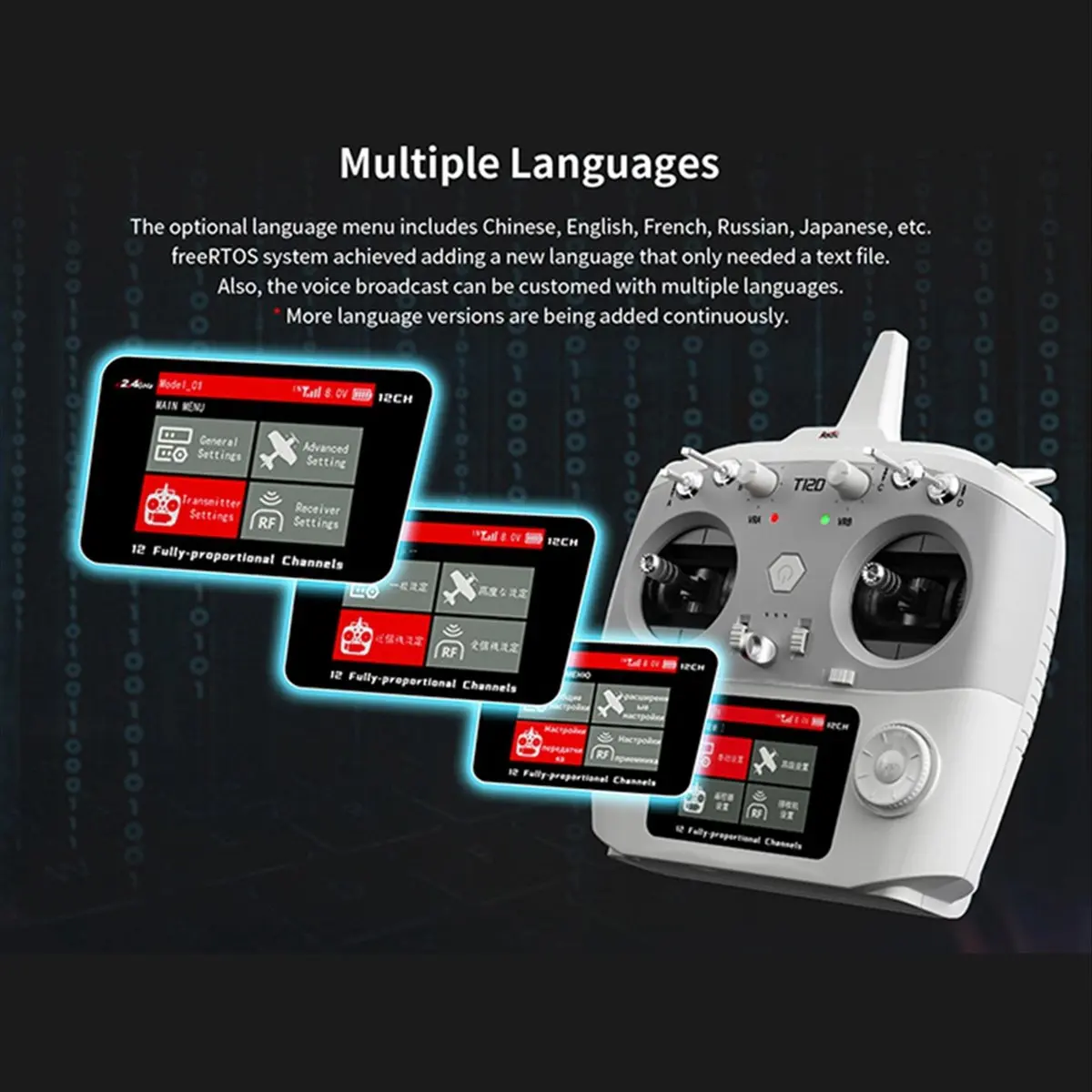 (A30I) For RadioLink T12D 12CH RC Transmitter+R12F Receiver 2.4GHz Remote Controller for FPV Drone Fixed Wing Airplane Car R