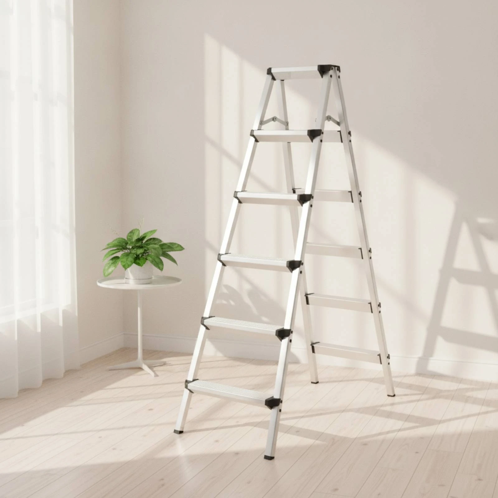 Ladder Stool with Wide Pedals Double-Sided Folding Ladder Folding Step Stool Foldable Sturdy for Home, Apartment 2-5 step