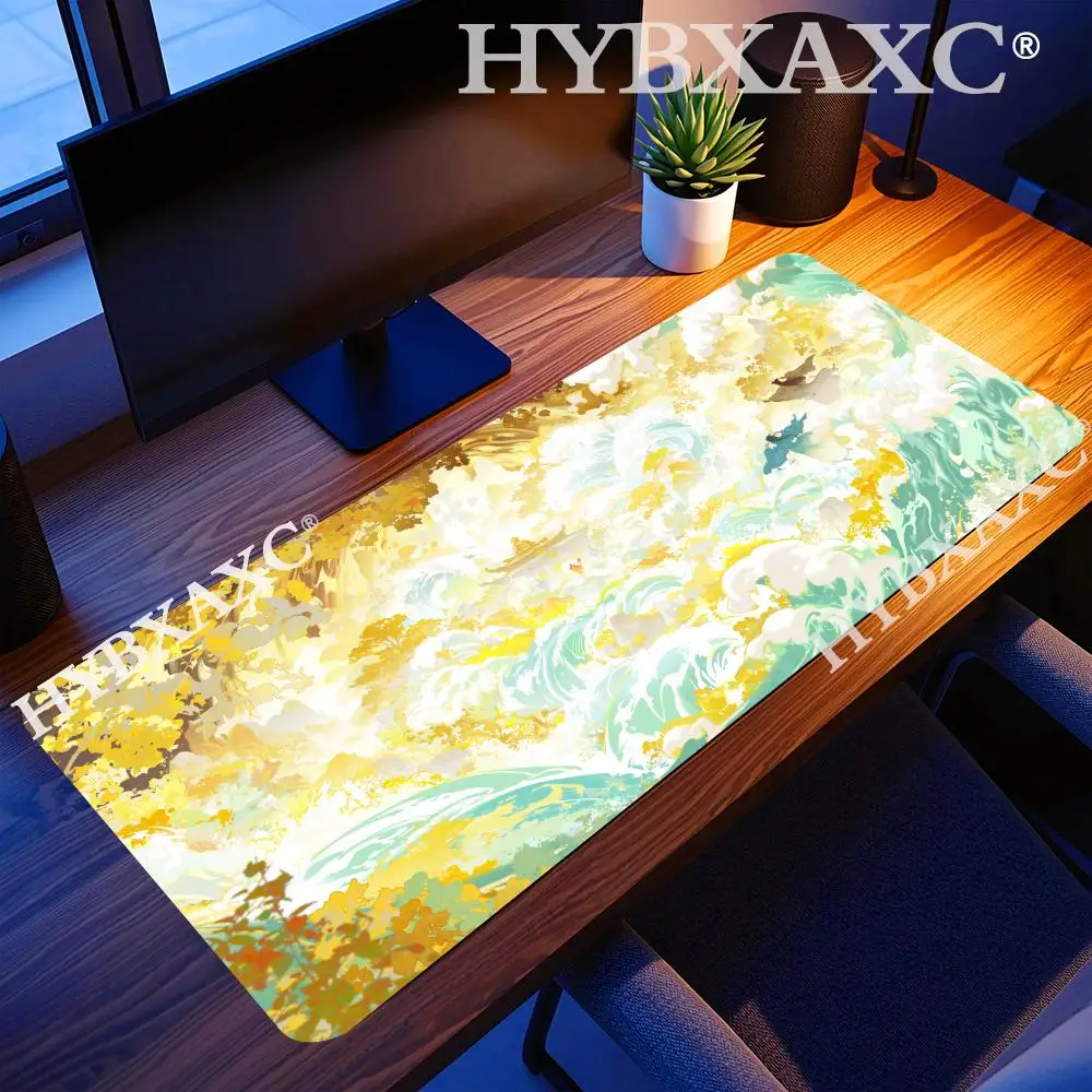 HYBXAXC Chinese Style Mythical Beast Mouse Pad Iridescent Leaves with Anti-Slip Base Ideal for Daily Office Work and Gaming