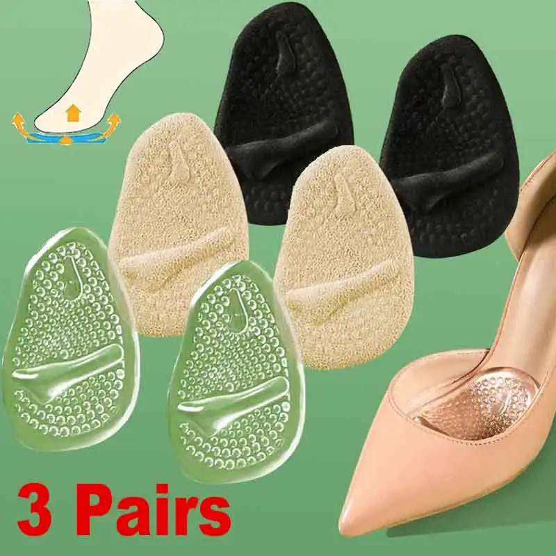 6pcs Silicone Foot Pads for High Heels Non-Slip Forefoot Insert Shoe Pad for Women Too Big Shoes Reduce Size Gel Shoe Insoles