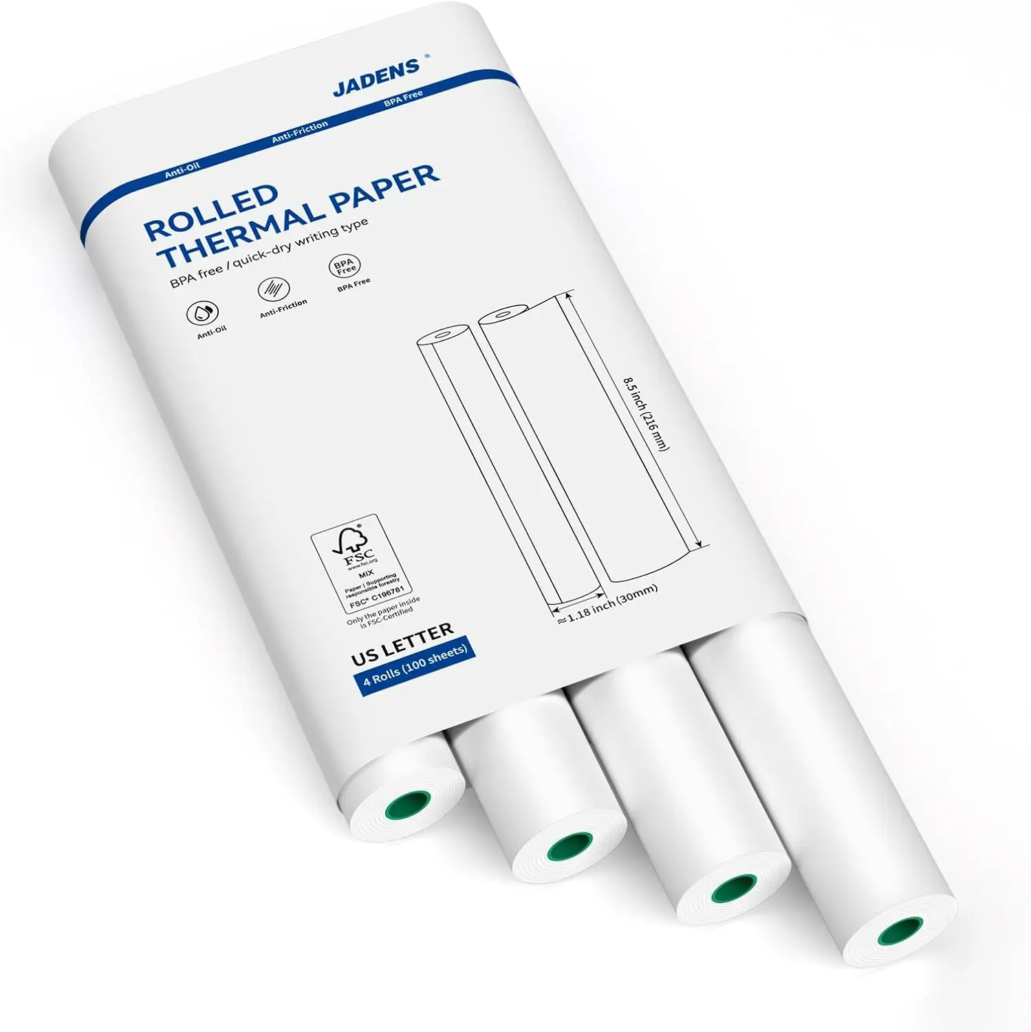 

Быстросохнущая термобумага для принтеров формата US Letter, 8,5''x11'', 4 рулона, совместима с портативными принтерами