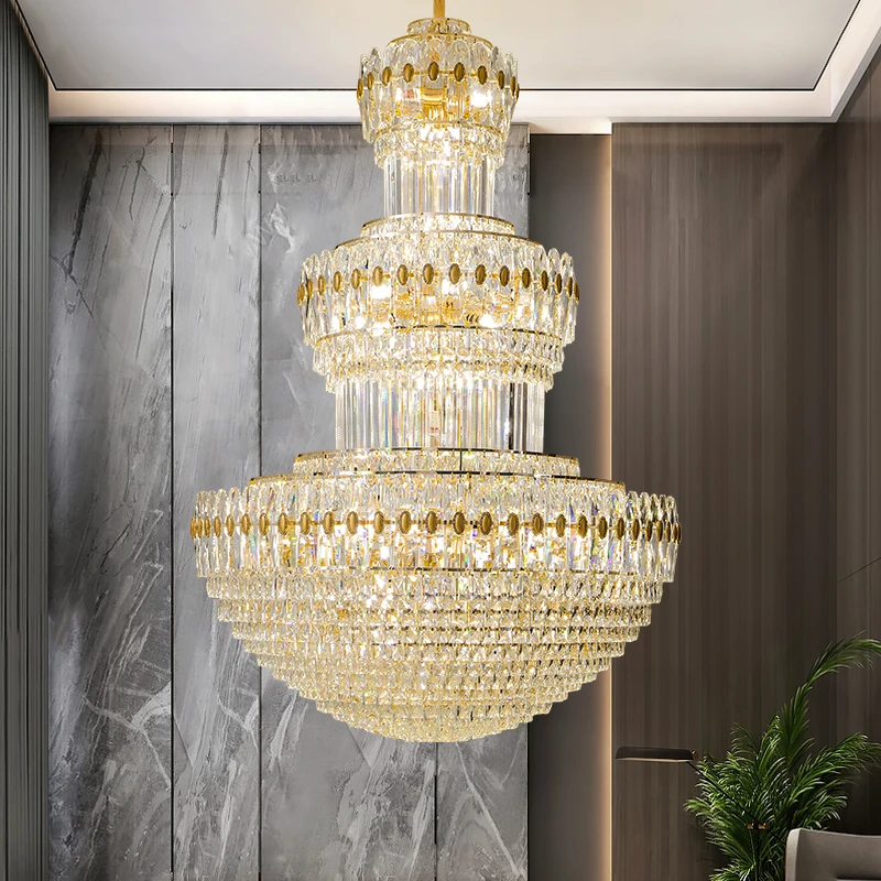 Hotel Lobby Verlichting Mode Creatieve Duplex Decoratieve Verlichting Europese Licht Luxe Woonkamer Kristallen Hangende Verlichting