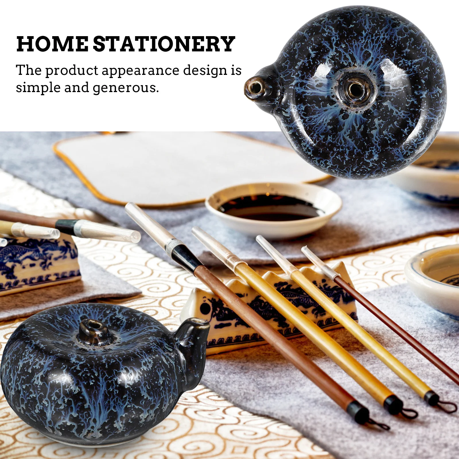 

1Pcs Calligraphy Water Dropper Ceramic Ink Container Round Edges Ink Grinding Accessories Painting Inkstone Supplies