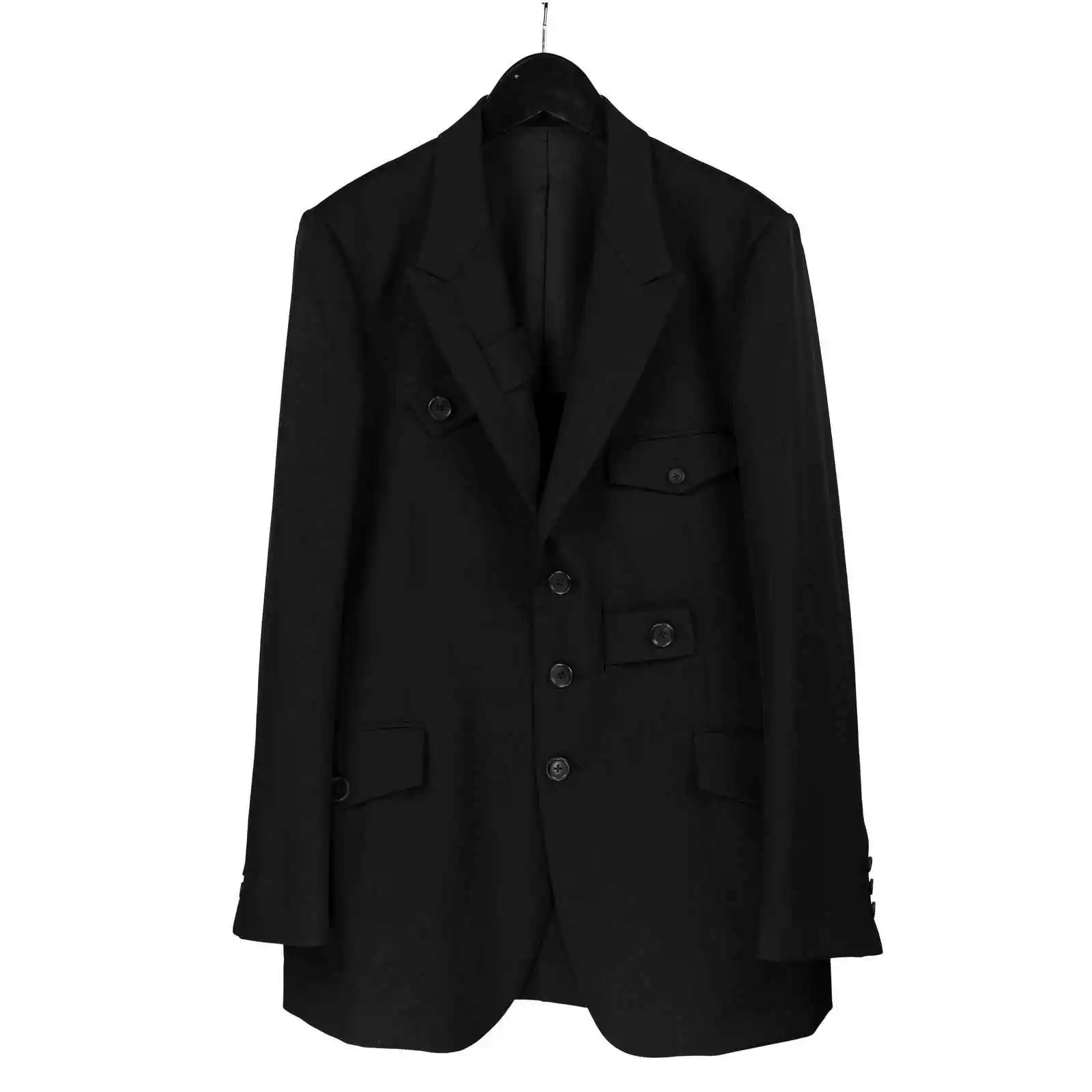 

TOP-YAMAMOTO японский оригинальный дизайн темного меньшинства черное свободное шерстяное пальто