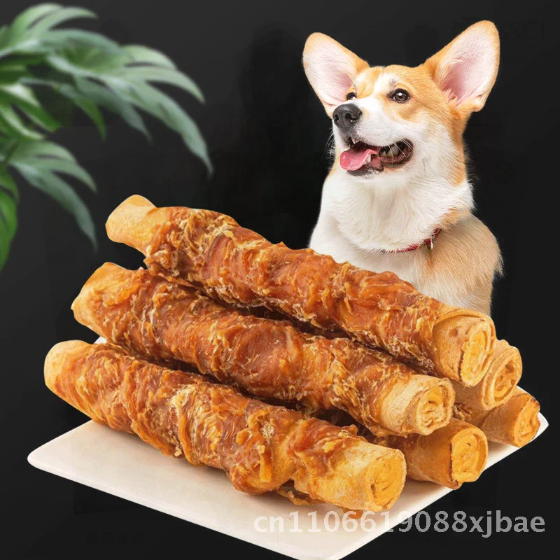 Palo de molienda con sabor a pollo y pato para perro grande, tratamiento seco para cachorros, aproximadamente 17cm, paquete de 2 piezas, suministros para mascotas