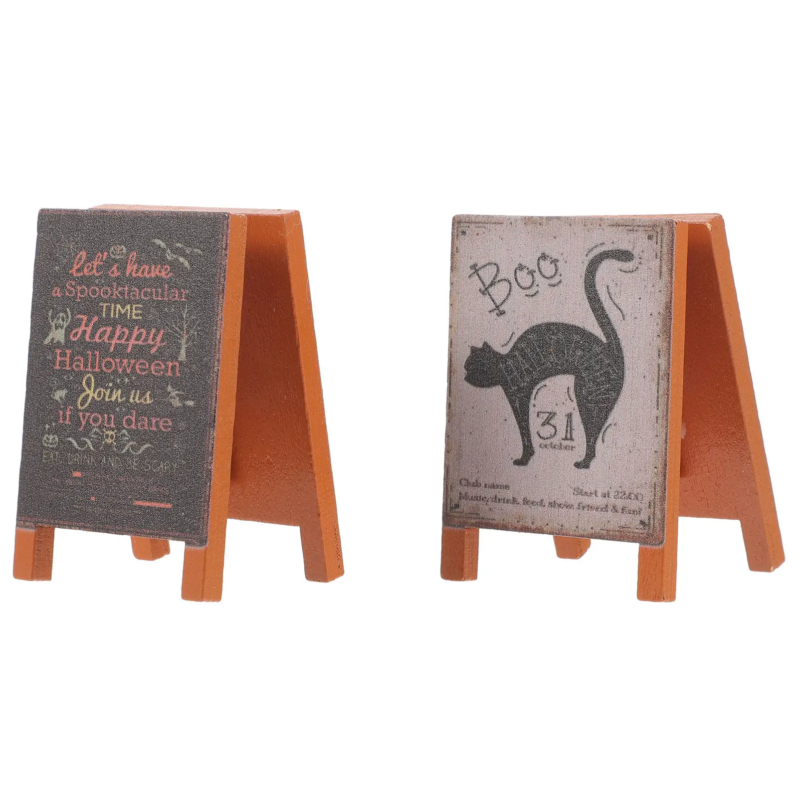 

2 Pcs Dollhouse Building Supplies Sign Board Mini Model Miniature Decor Accessories