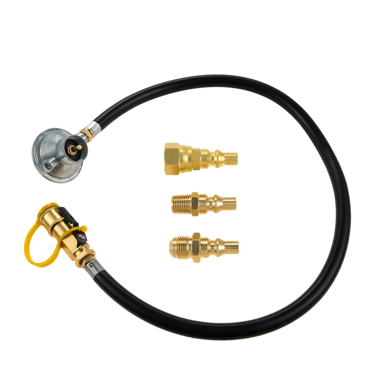 1kit 30In Low Pressure 1LB Propane Tank Gas Regulator Valve 1/4 Quick Connect Shut Off 1/4 Npt 3/8 Male 3/8 Female Flare Fitting