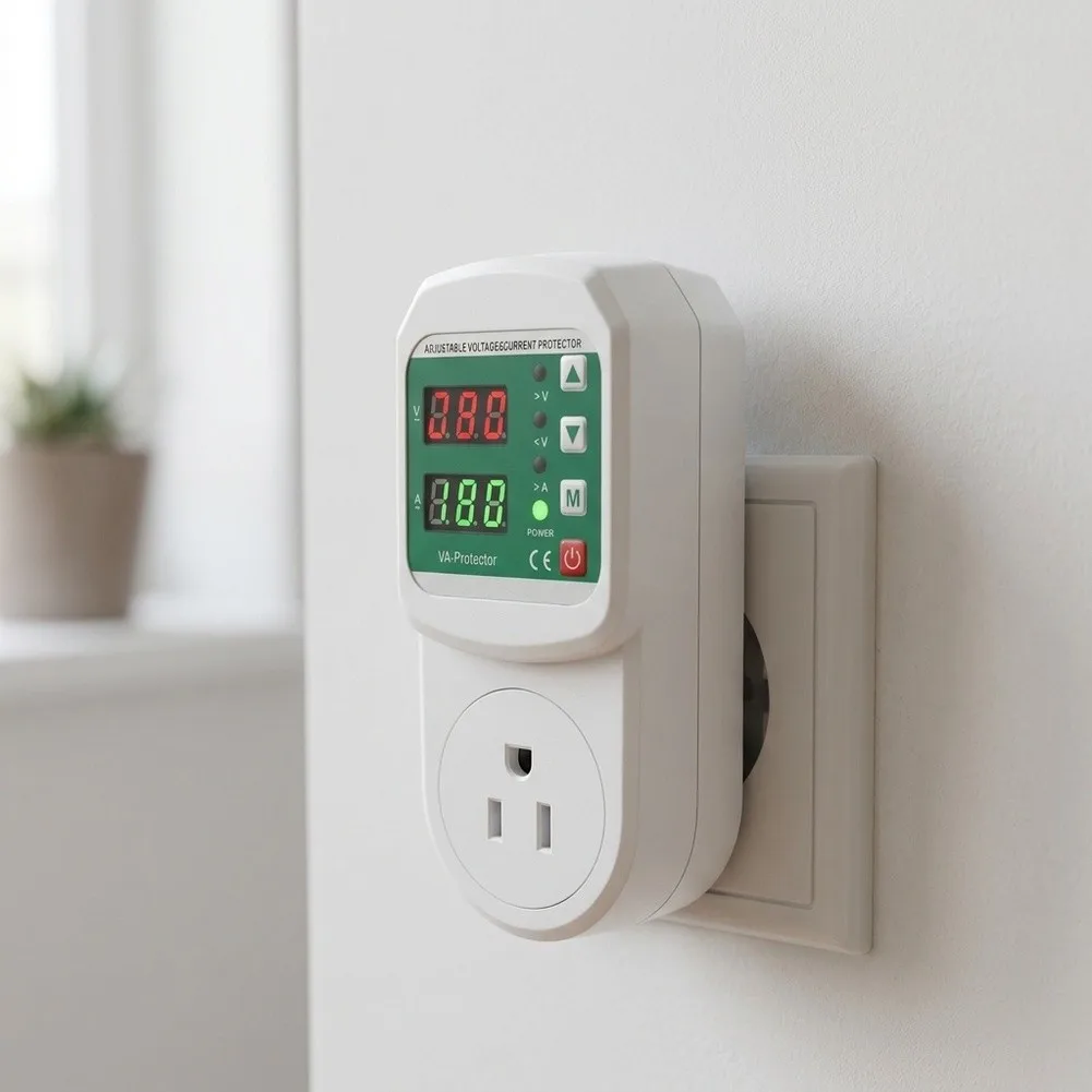 Motor Protection Socket 16A 230V Digital Over Under Voltage Protector Adjustable For Real Time Current Voltage Monitoring