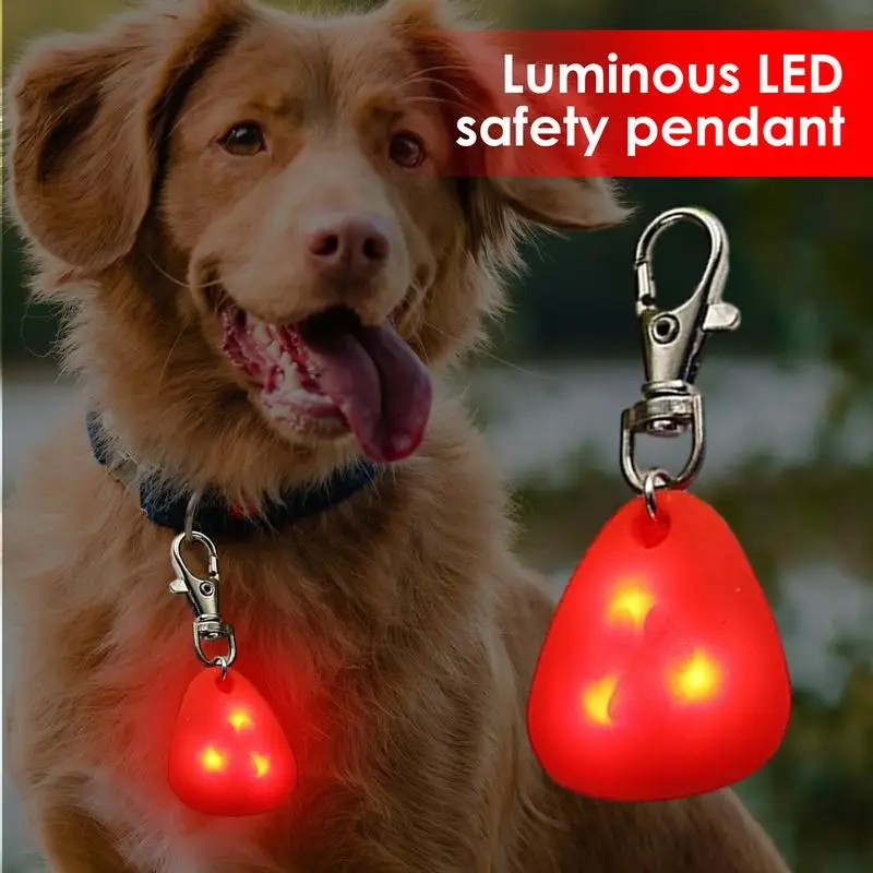 Glowing Light Dog Collar Clip-on LED Pendants For Night Walking Stainless Steel Spring Clip Anti-Lost Supplies For Running