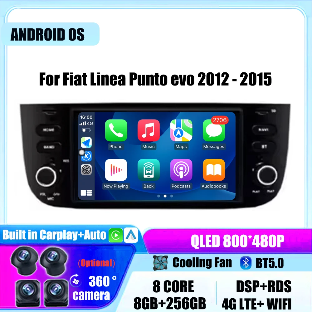 

6.2" Android Auto Carplay For Fiat Linea Punto evo 2012 - 2015 Car Radio Navigation GPS Multimedia Video Player BT 5.0 4G WIFI