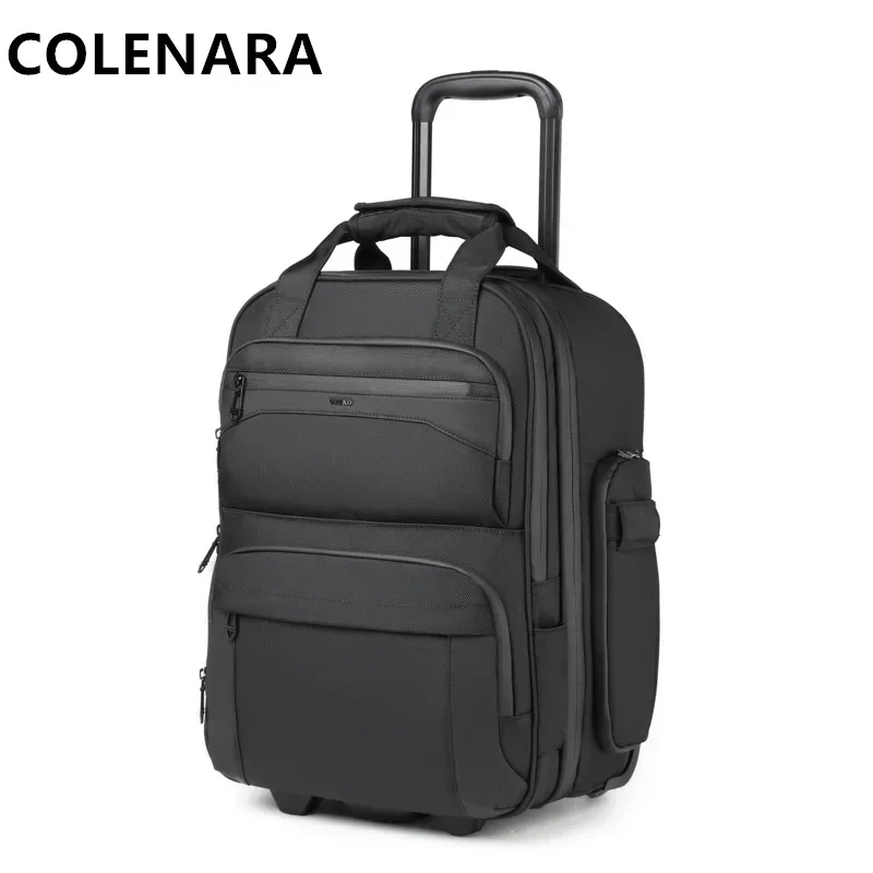 COLENARA 20-inch Carry-on Travel Luggage Oxford Cloth Boarding Box Multifunctional Trolley Case Student Shoulder Bag Suitcase