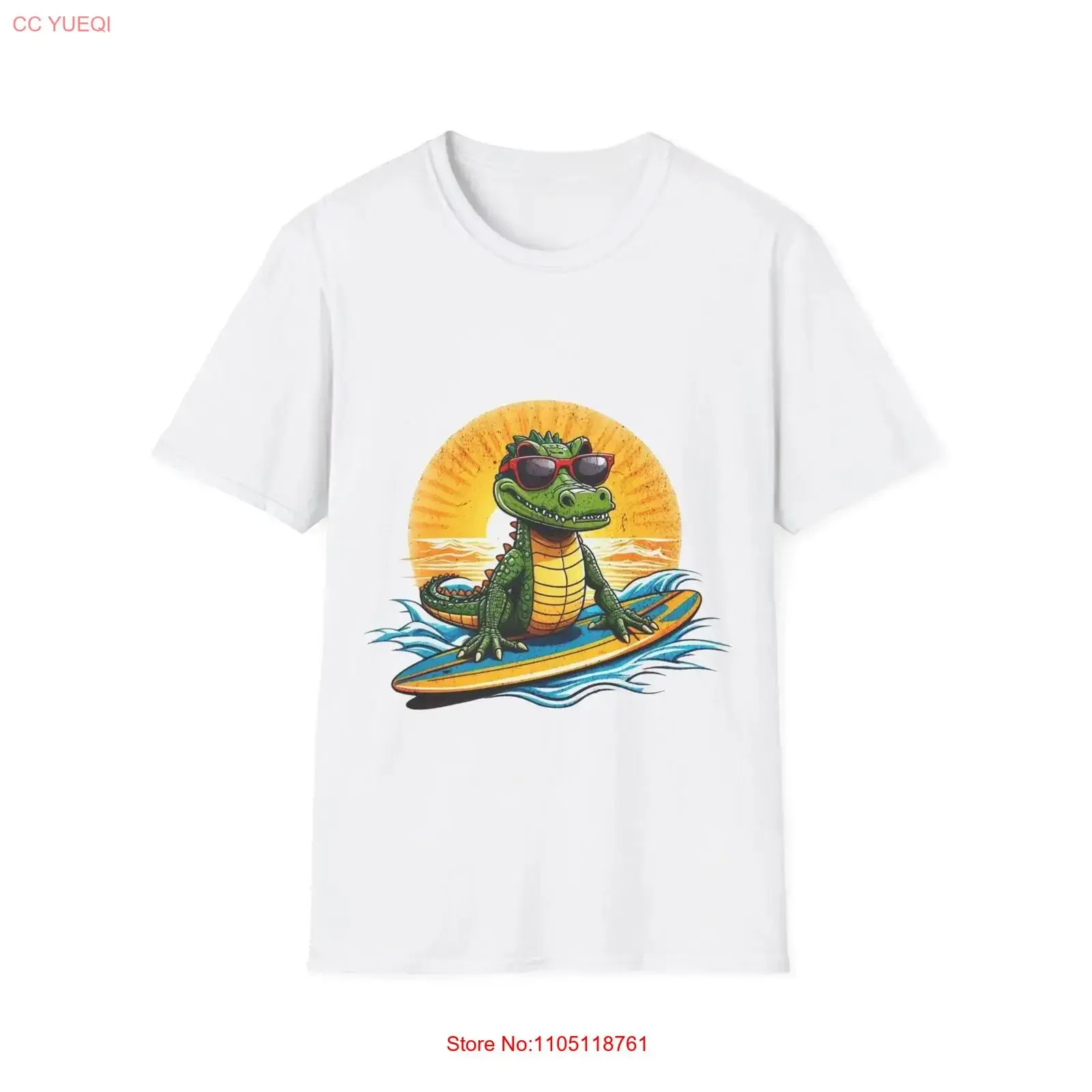 Surfing Crocodile T shirt Beach Vibes Alligator Wave Summer Surf Top vintage Washed Breathable homme Stylish Casual