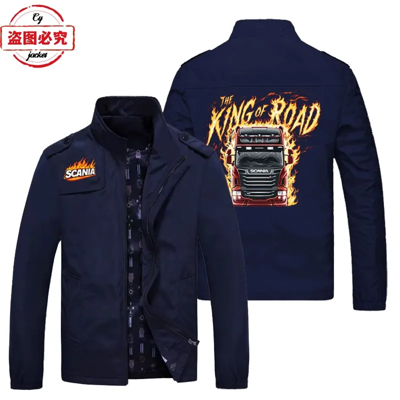 

Азиатский размер, сверхмощная куртка с логотипом грузовика, мужская куртка Scania, верхняя одежда с воротником-стойкой на молнии, рабочая одежда, куртка, командная форма, спецодежда