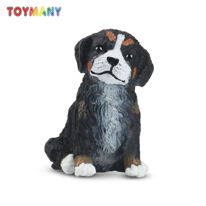 Simulation Dog Pet Animal Model Toy Mini Sitting Bernese Mountain Puppy Figures Dolls Action Figurines Toys for Children Gift