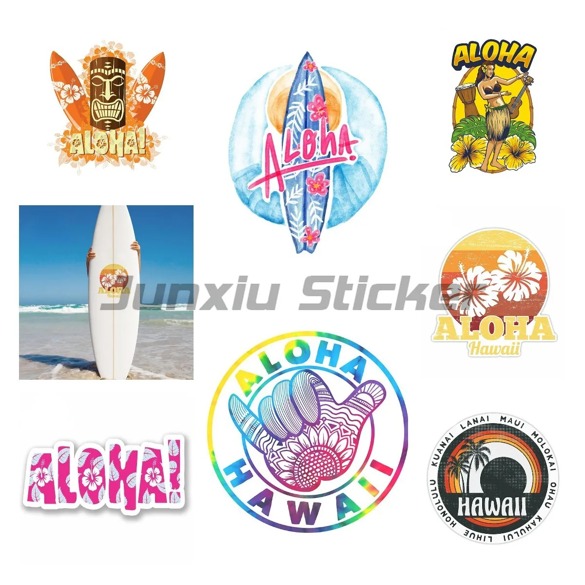 Aloha Hawaii Summer Flower Vinyl Car Stickers Waterproof Decal for Surfboard Suitcase Vehicle