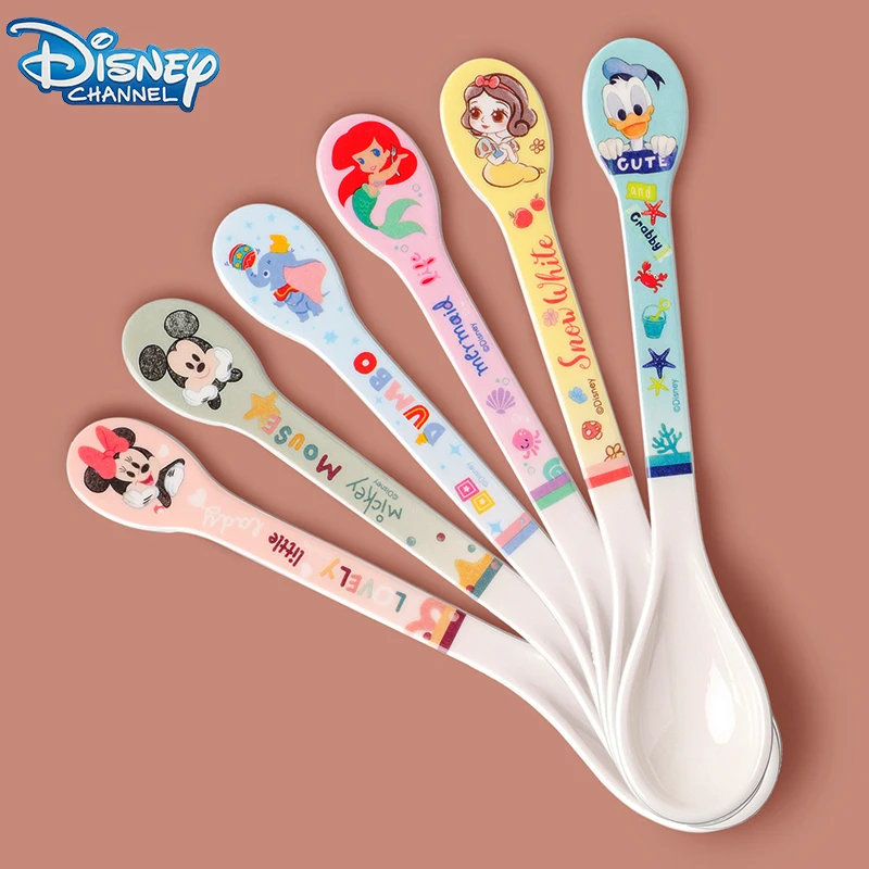 Disney Mickey Minnie Mouse Cutlery Baby Spoon Cartoon Cute Melamine Donald Duck Food Spoon Ariel Spoon Party Children Gift