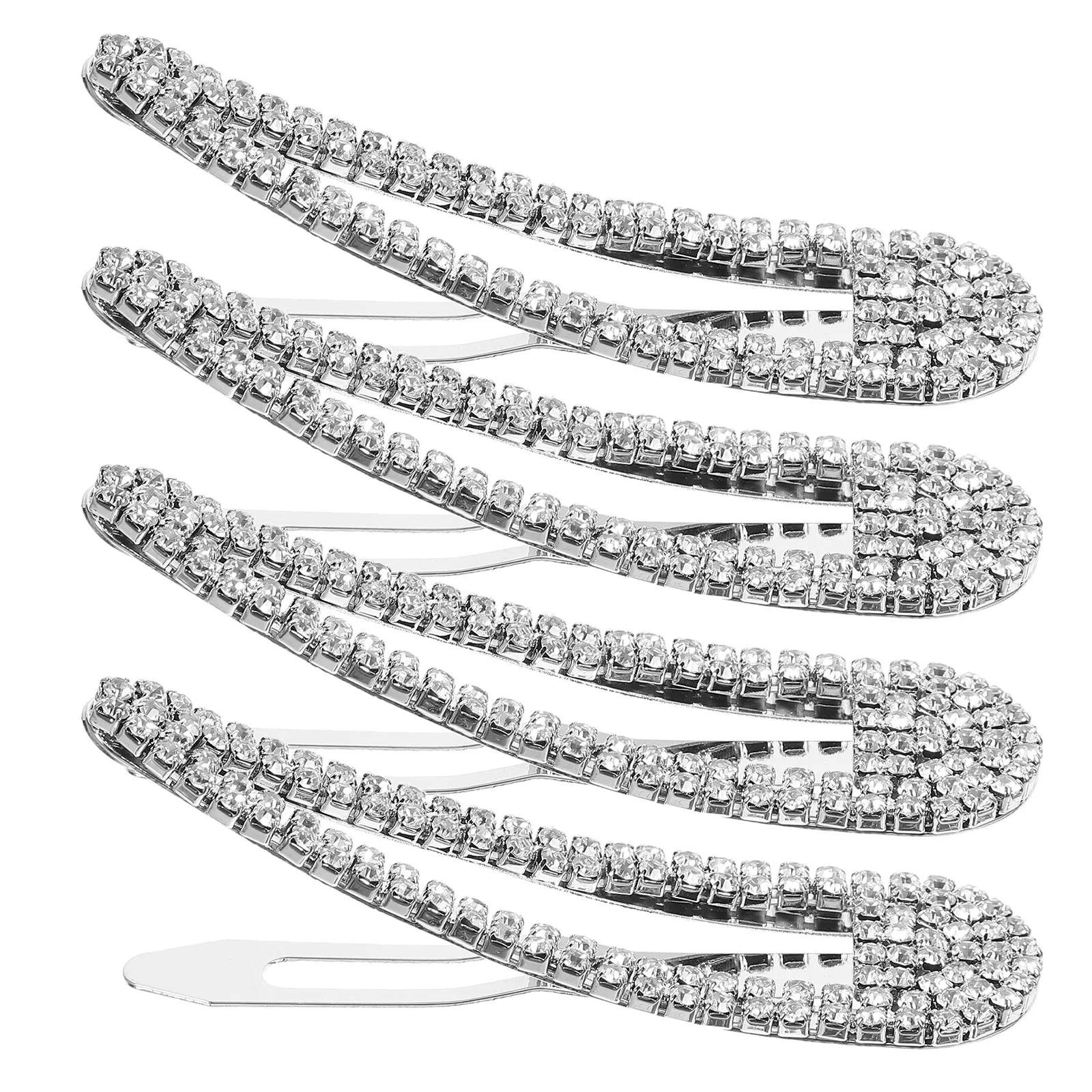 

4Pcs Rhinestones Hair Clips Elegant Snap Barrettes for Women Girls Cute Hair Accessories Small Metal Decorative Clips for Daily